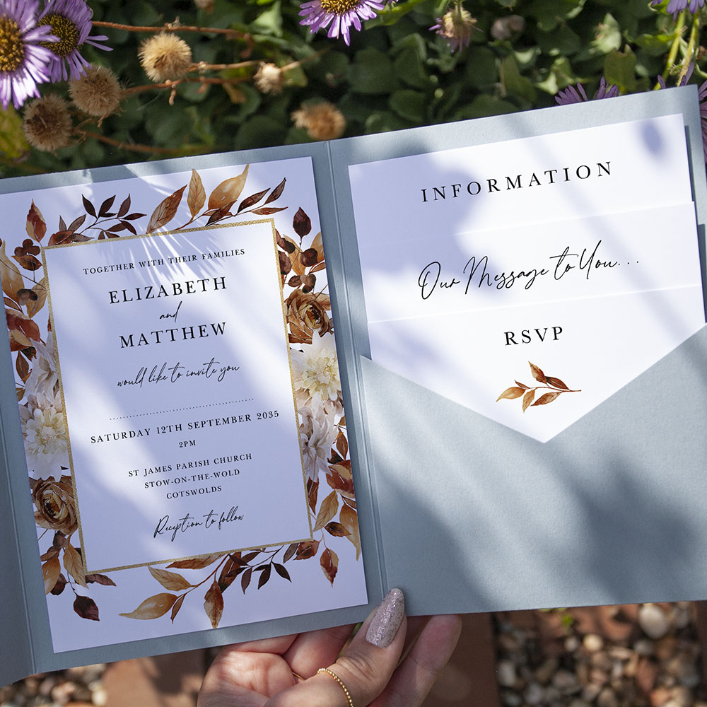 Pocketfold Wedding Invitations 'Autumn Garden AG10'